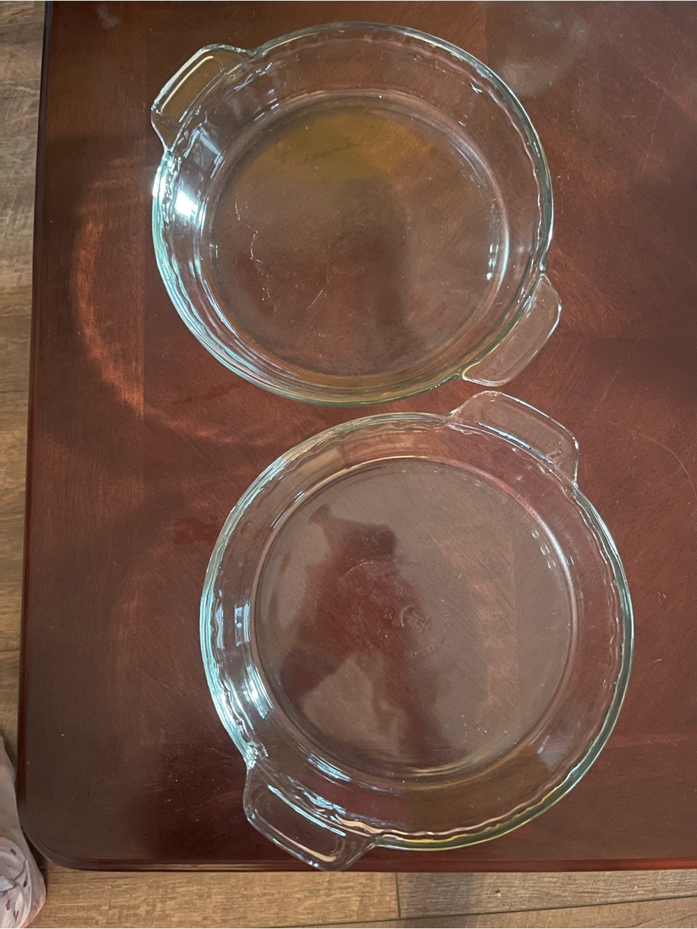 Vintage Anchor Hocking Clear Glass Round Baking Dishes w/ Handles